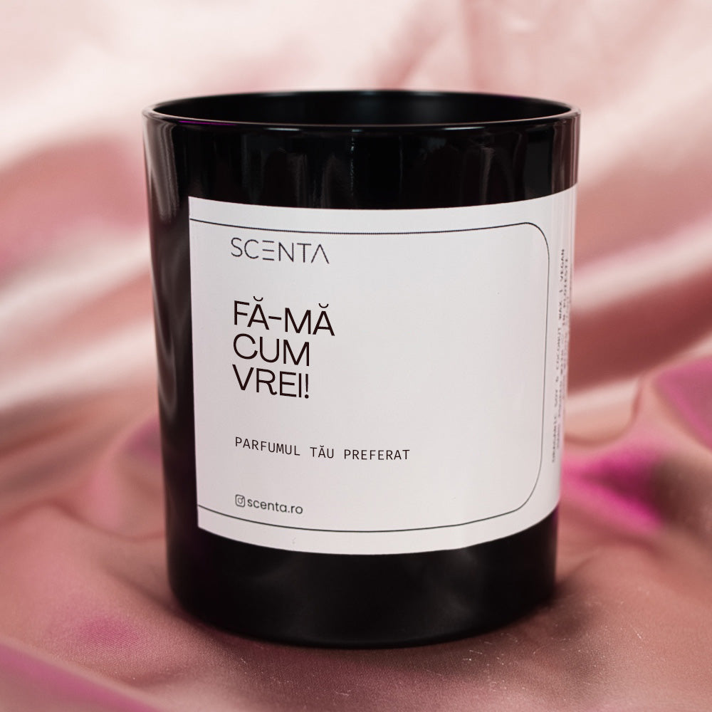 Fă-mă cum vrei! - Lumânare parfumată personalizată Elderflower (Socată) / Large,Peonies / Large,Mandarin & Sandalwood / Large,Forbidden Cherry / Large,Otto / Large,Cuban Tobacco & Oak / Large,Dark Honey & Tabacco / Large,Frankincense / Large,Whiskey / Large,Zesty Orange / Large,Raspberry Daiquiri / Large,Arabian Nights / Large,Luna / Large,Silky Sweet / Large,Black Orchid / Large,Damson Plum & Rose & Patchouli / Large,Lemongrass & Ginger / Large,Lavender & Luscious Vanilla / Large,Espresso Martini / Large,Z