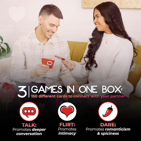 Talk Flirt Dare, 3 in 1, Card Game for Couples 